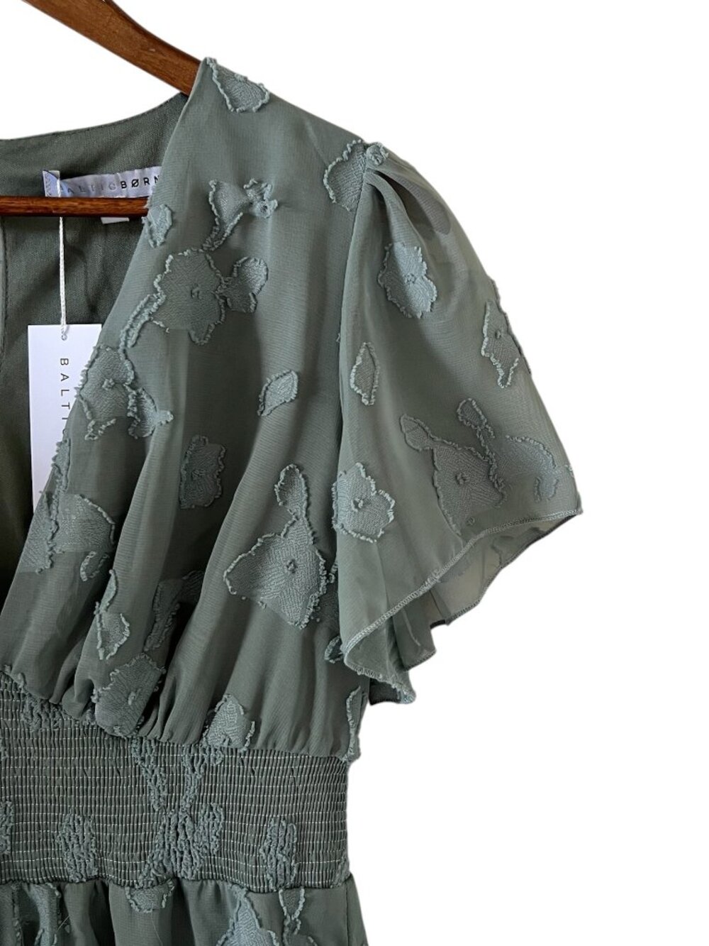 Baltic Born NEW June Smocked Midi Dress In Sage Green Size M - Picture 7 of 16